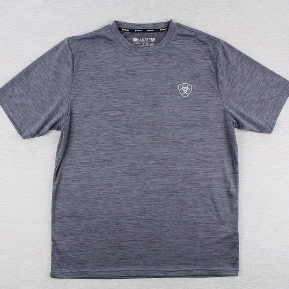 Ariat Other - Ariat Tek T-Shirt Mens Size S Graystone Charger Short Sleeve Polyester Flag